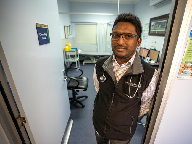 Internationally trained Doctor Alam Yoosuff at his Finley NSW clinic. “The perfect is killing the good” he says. Picture: Brad Newman