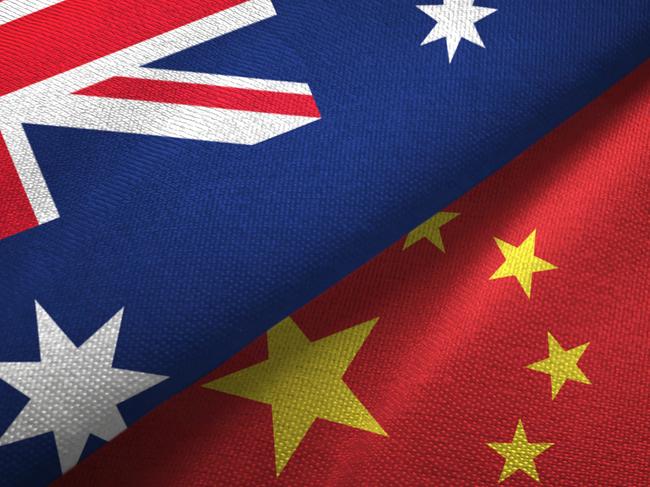 China and Australia flag together realtions textile cloth fabric texture