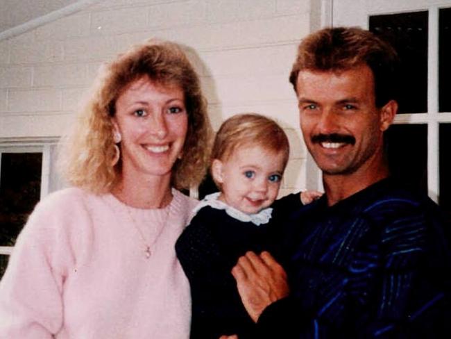 Undated images relating to the 2024 podcast - BRONWYN. Bronwyn Winfield, Jon Winfield and their daughter Lauren (centre).