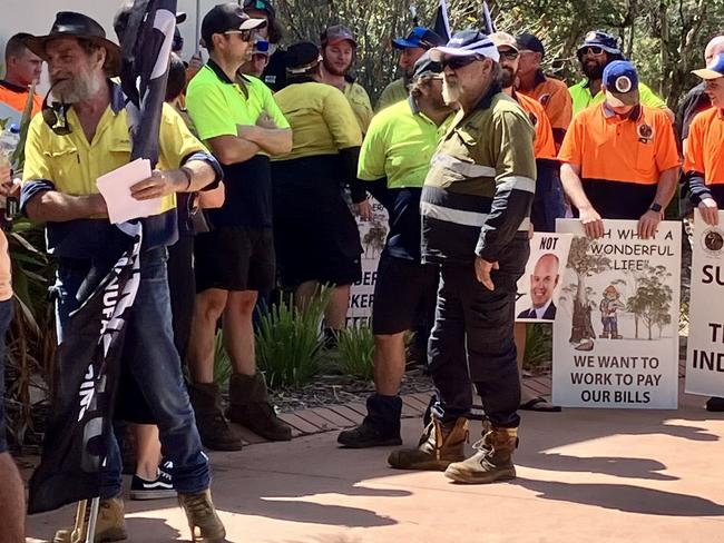 The crowd outside Clarence Valley Council chambers on Tuesday. Picture: Odessa Blain