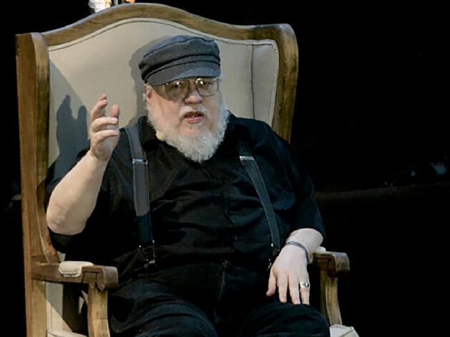 US writer George R.R Martin, author of the book series Game of Thrones, speaks during a conference at the Guadalajara International Book Fair in Guadalajara, Mexico on December 2, 2016. / AFP PHOTO / STR