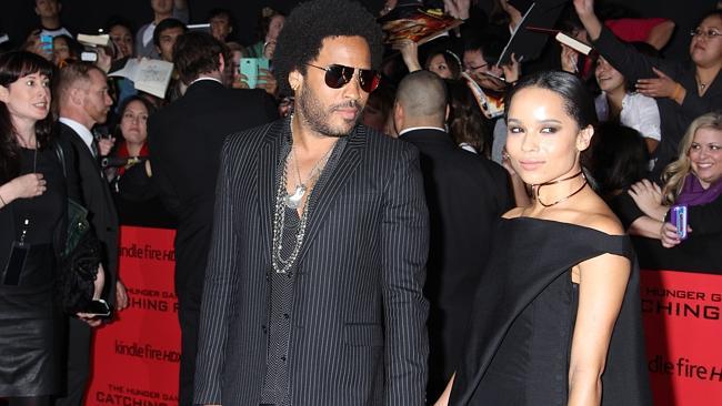 Lenny Kravitz and Zoe Kravitz arrive at the 'Hunger Games: Catching Fire' premiere.