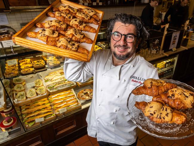 Robert Coco, of Cavallini Bakery, has recreated the viral French cookie/croissant hybrid. Picture: Jake Nowakowski