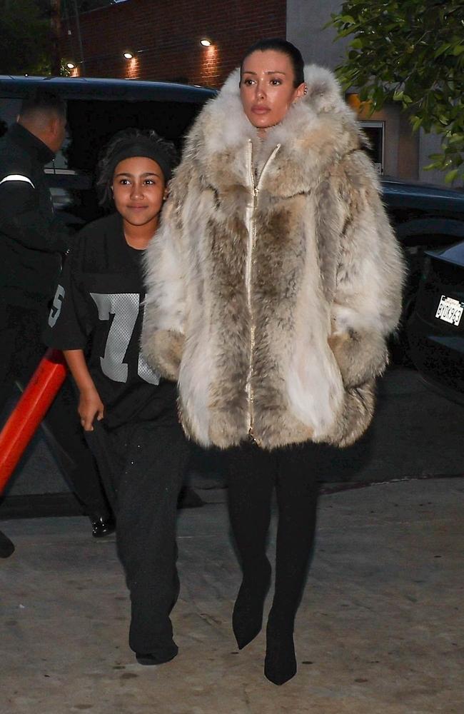 North, who West shares with ex-wife Kim Kardashian, also went monochrome. Picture: Stefan/Spot/Backgrid