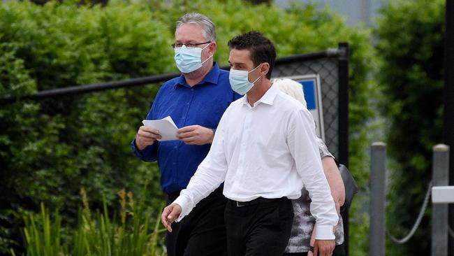 Damian Wanstall (left) is seen leaving Silverwater Correctional Facility after being granted bail in December. Picture: Bianca De Marchi