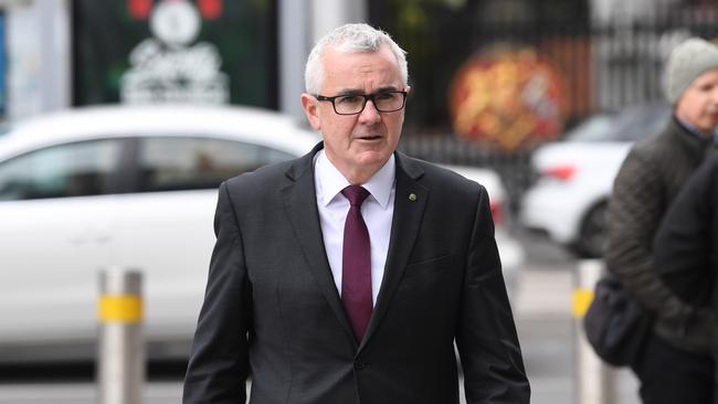 Going postal: Independent federal MP Andrew Andrew Wilkie arrives at the High Court in Melbourne to get the bad news that his bid to stop the government’s same-sex marriage postal survey has failed. Picture: AAP