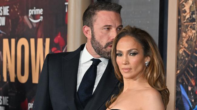 TOPSHOT - US actress Jennifer Lopez (R) and US actor Ben Affleck attend Amazon's "This is Me... Now: A Love Story" premiere at the Dolby theatre in Hollywood, California, February 13, 2024. (Photo by Robyn BECK / AFP)