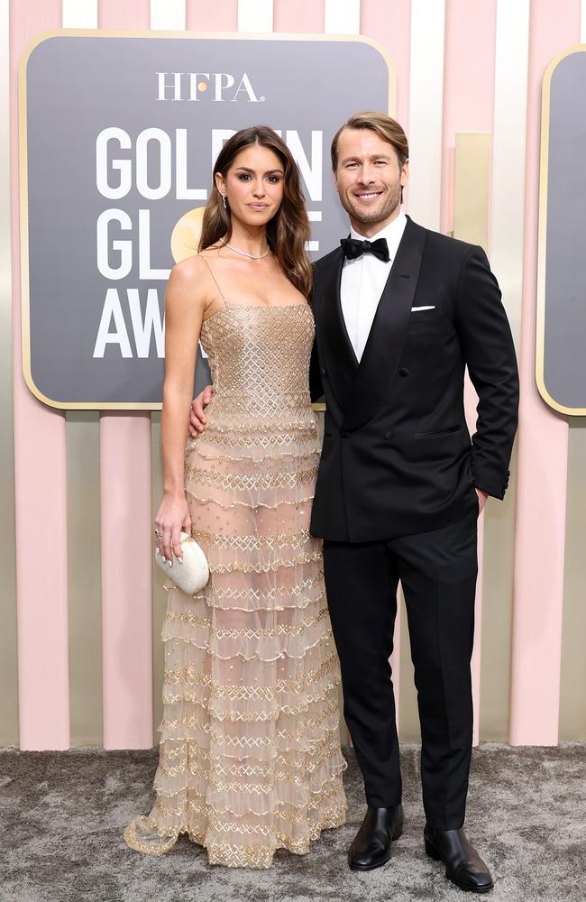 Gigi Paris and Glen Powell at the 80th Annual Golden Globe Awards. Picture: Getty Images