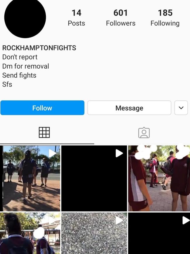 The since-deleted Instagram page also featured students wearing Rockhampton State High School uniforms.