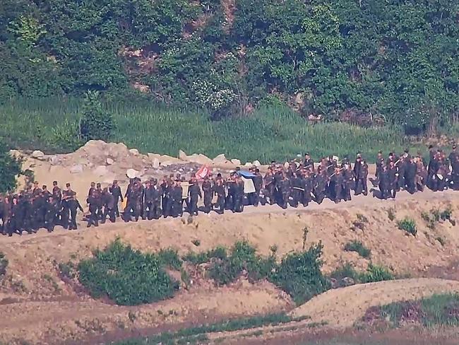 Earlier this month, around 20 North Korean soldiers crossed the military demarcation line between the two countries in a section of the border ‘overgrown with trees’.