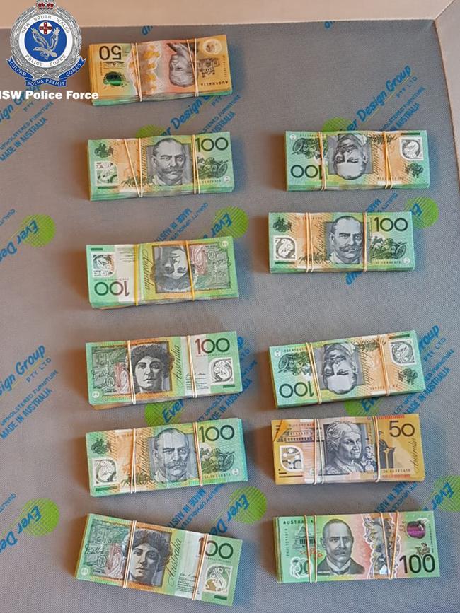 Some of the cash seized by police.