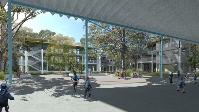 Artist impressions of the new Melrose Park Public School: View from the COLA. Picture: Department of Education