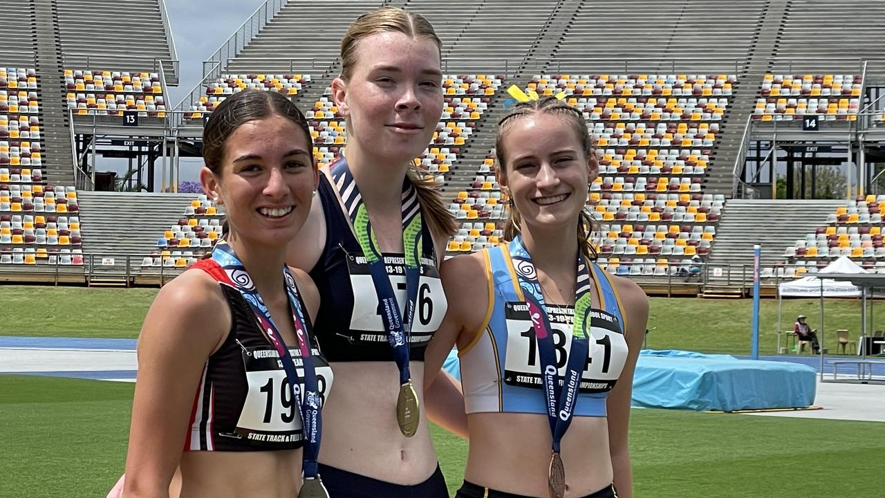 MBC's Amelia Sherrard, middle, with Sophia Jordan, left, and Peninsula's Niamh Rodney.