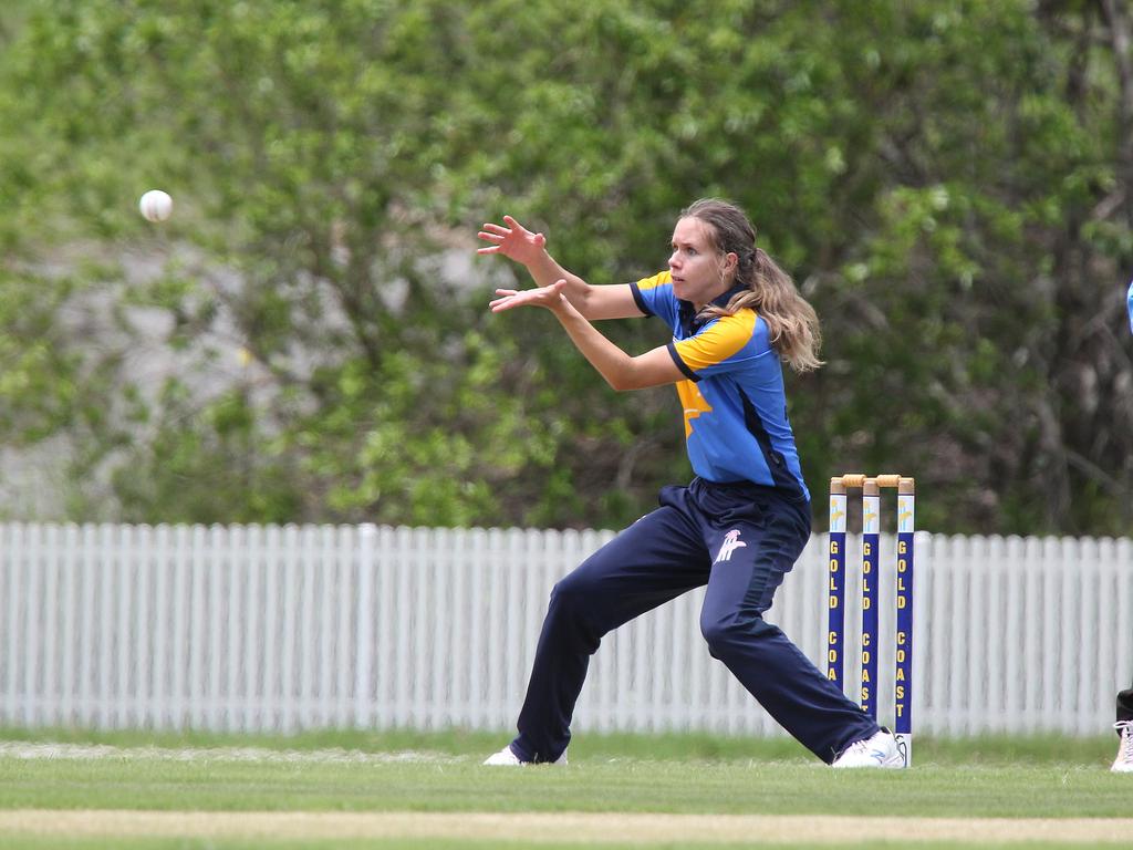 Katherine Raymont Shield women's cricket - Gold Coast Dolphins vs Wynnum-Manly/Redlands at Bill Pippen Oval, Robina. Dolphins Bowler Tara Wheeler. Pic Mike Batterham