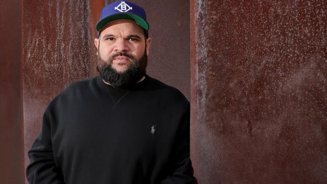 Indigenous Rapper 'Briggs' fanboyed out when he met Matt Groening. Picture: Stuart McEvoy