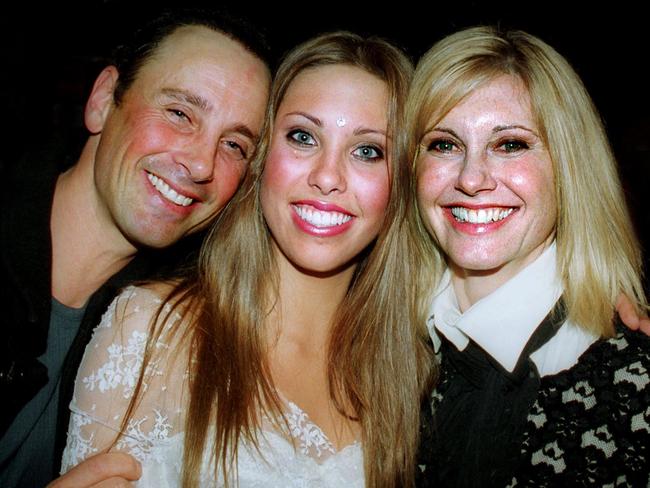 Olivia Newton-John with ex-husband Matt Lattanzi and their daughter, Chloe.  Picture:  Supplied