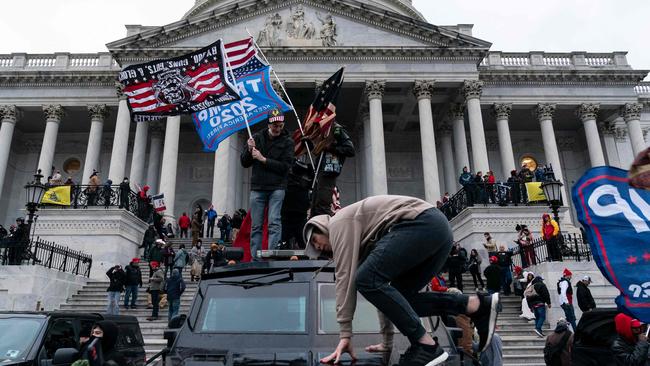 Supporters of US President Donald Trump protest outside the US Capitol in Washington, DC on January 6, 2021. Picture: AFP