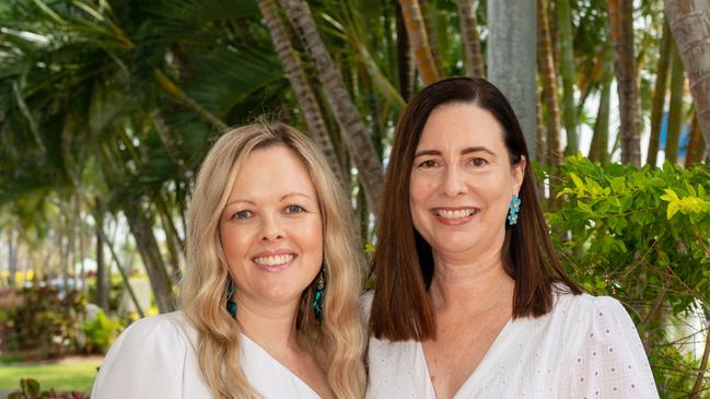 Rochelle Jeffery and De-ann Jeffery at the Touch of Teal Soiree for the Trudy Crowley Foundation at the Mantra at the Harbour on Friday, September 8. Picture: Michaela Harlow