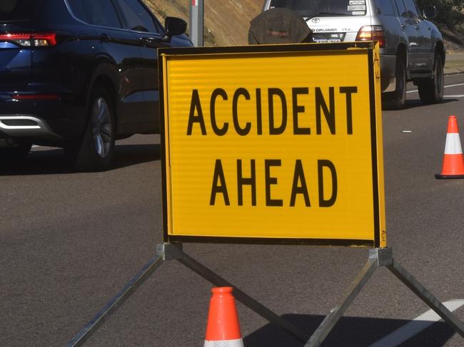 NT paramedics, firefighter, and police responded to a four car pile-up during morning peak hour traffic on Tiger Brennan Dr, Bayview on Monday August 14, 2023. generic PFES fire service, st johns ambulance crash