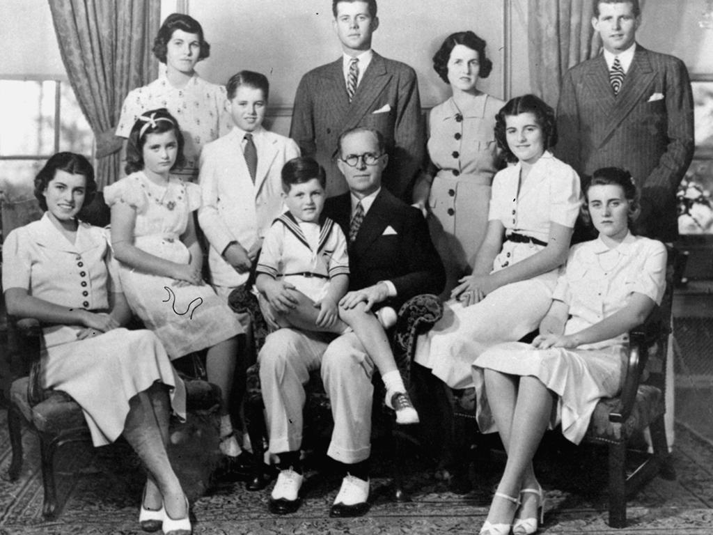 The Kennedy clan. Joseph P. Kennedy and his wife Rosemary Kennedy with their nine children in 1938. From left are, seated: Eunice, Jean, Edward (on lap of his father), Patricia, and Kathleen. Standing: Rosemary, Robert, John, Mrs. Kennedy, and Joseph, Jr. Picture: AP Photo/Boston Globe