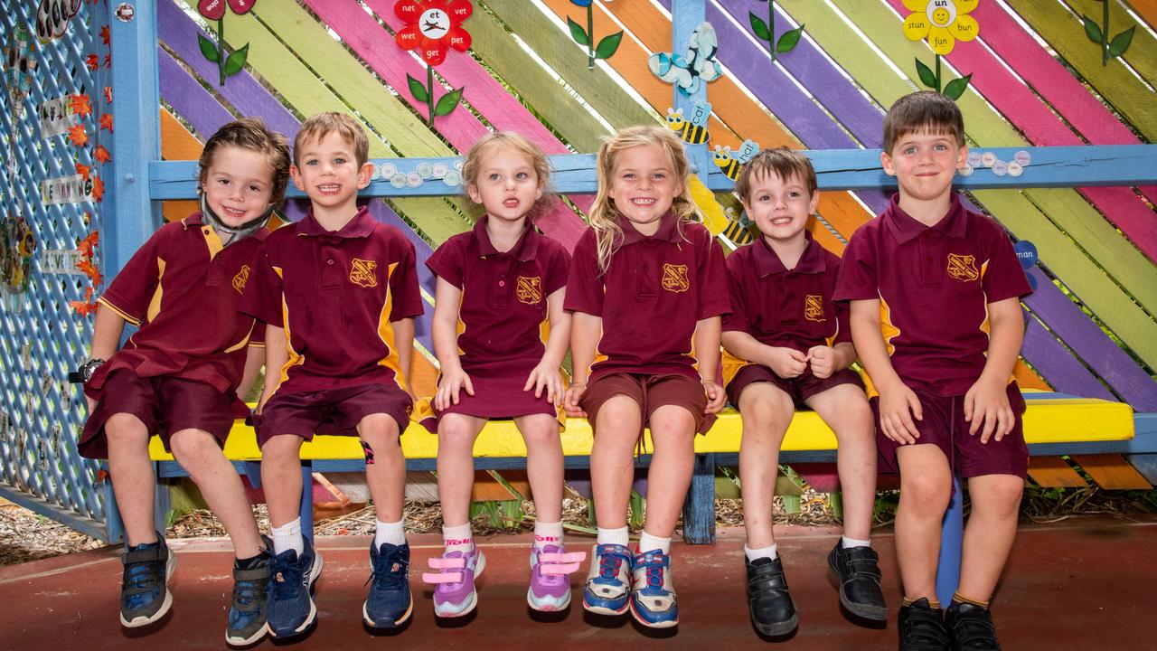 My First Year 2022: Southbrook Central State School. Prep, from left; Layne, Jairus, Imogen, Violet, Myles, Asher. March 2022 Picture: Bev Lacey