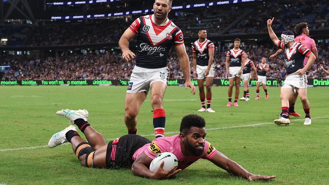 Turuva will add some strike out wide, with the winger leading the NRL with nine tries this season. Picture: Cameron Spencer/Getty Images