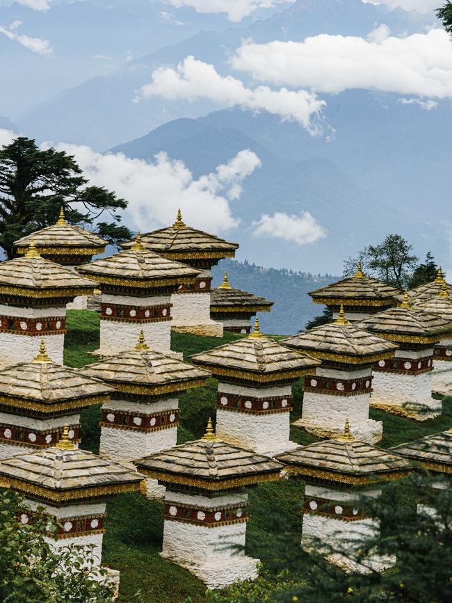 Stupas at the Dochula Pass. Picture: Chris Schalkx.