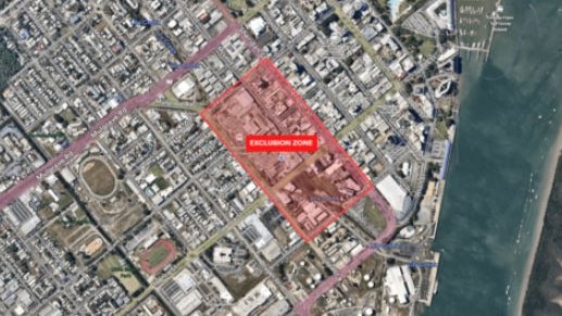 An exclusion zone has been declared between Spence and McLeod Streets, Sheridan Street through to Aplin Street, Bunda Street and Hartley Street. Picture: Supplied.