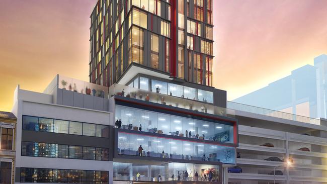 An artist’s impression of the new Vibe Hotel in Hobart, which will also include office and medical suites.