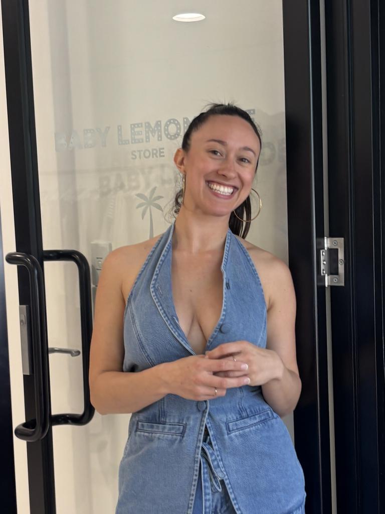 Tamara Jones works at Baby Lemonade store in Burleigh Village, and also lives in the area. The Bonsoy Gold Coast Pro is set to take place between May 3 and 13 at Burleigh Heads. Picture: Jacklyn O'Brien.