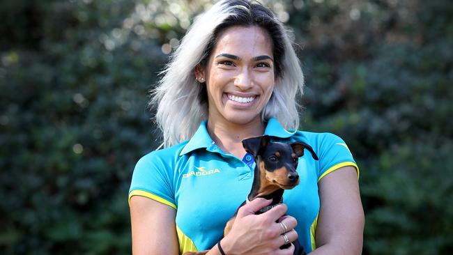 Madison De Rozario with her dog Sebastian.