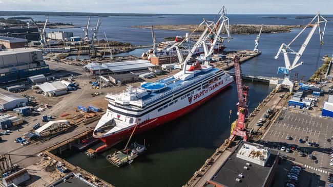 The new TT Line boat Spirit of Tasmania IV in Finland. Picture: Rauma Marine Constructions