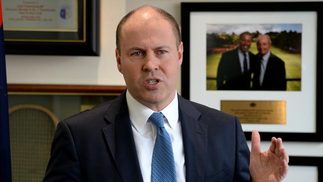 Treasurer Josh Frydenberg in Melbourne on Monday. Picture: Andrew Henshaw