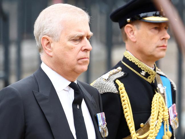 Prince Andrew with his brother Prince Edward at the funeral of their mum, Queen Elizabeth.