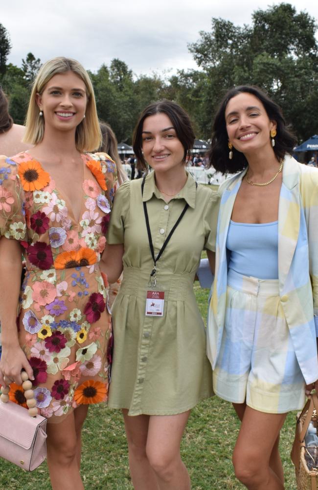 Paige Van Lunteren, Luciah Carbone and Natalie Decorte at the Rockhampton Jaguar Land Rover Pop-Up Polo on June 3, 2023. Picture: Aden Stokes