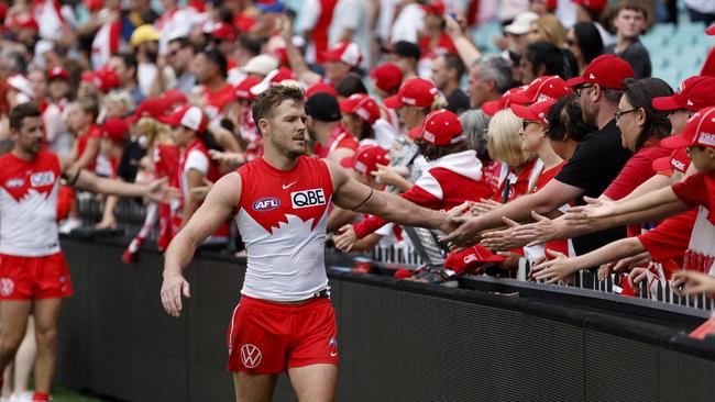 Swans fans had plenty to celebrate against the Hawks, with revenge for the 2012 Grand Final always tasting sweet. Photo by Phil Hillyard