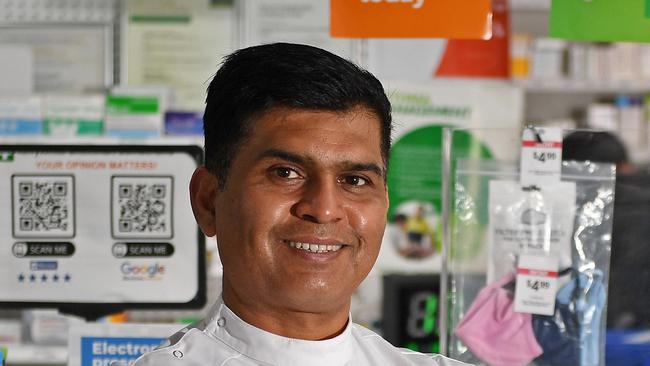 16/12/20 - Irfan Hashmi is a pharmacist who set up free flu vax clinics in Adelaide and regional centres during COVID-19 to help keep the community healthy. Pictured at Terry White Chemmart in Cumberland Park.Picture: Tom Huntley