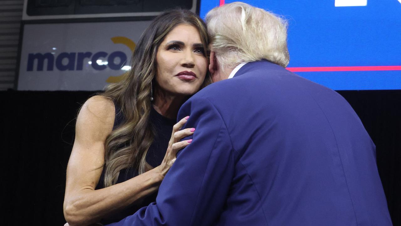 Kristi Noem and Donald Trump in Rapid City, South Dakota. Picture: Getty Images via AFP