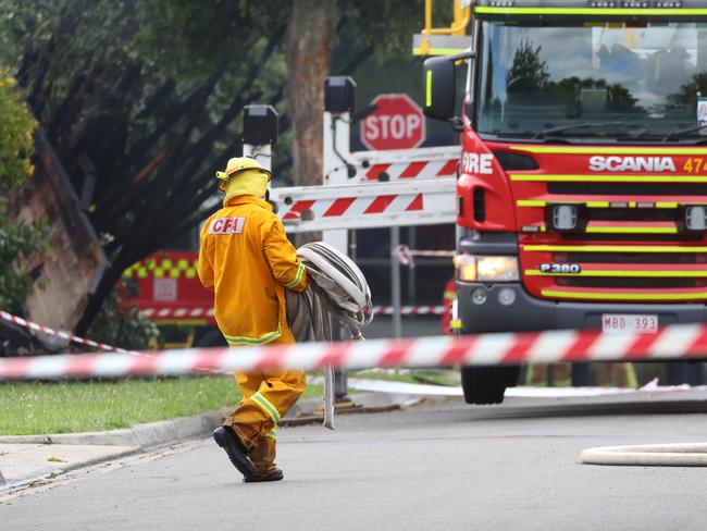 MELBOURNE, AUSTRALIA -  DECEMBER 16 2023  Fire fighters and Police attend a building fire at the Lilydale Masonic Centre in Lilydale  a church or a residence on the church sitePicture: Brendan Beckett