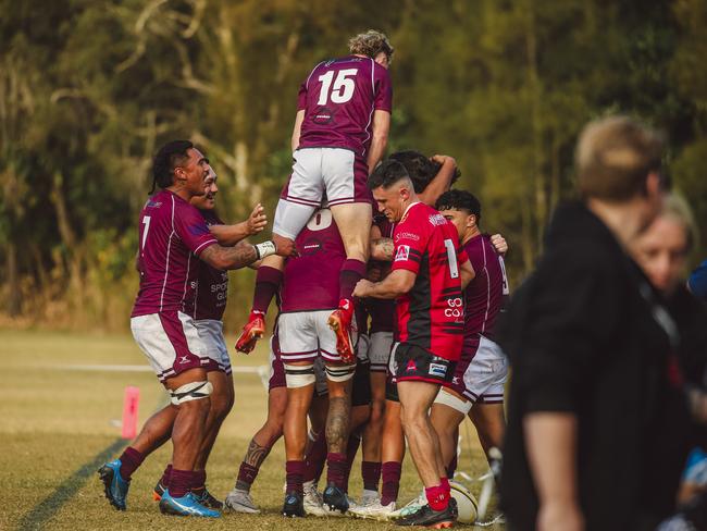 GCDRU major semi final between Colleges Knights and Nerang Bulls. Picture: Glenn Campbell