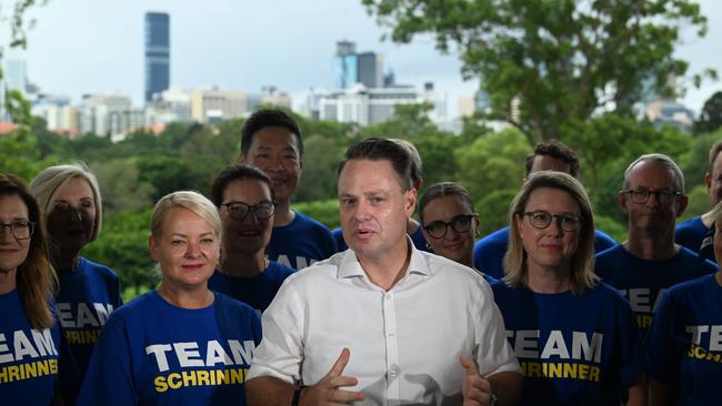 Lord Mayor Adrian Schrinner campaigning in January at Victoria Park in Herston. Picture: Lyndon Mechielsen/Courier-Mail