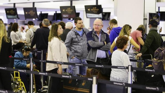 The Etihad check-in at Sydney airport, where a terrorist bomb plot was foiled a week ago. Picture: Justin Lloyd