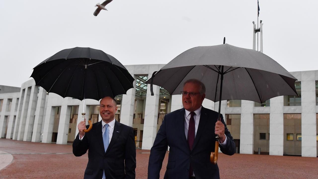 Treasurer Josh Frydenberg and Prime Minister Scott Morrison were all smiles when they dropped a budget of billions of dollars worth of tax cuts. Picture: Sam Mooy/Getty Images.