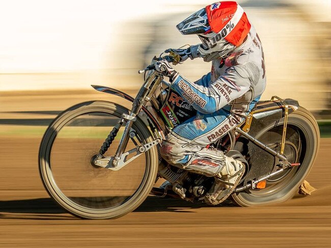 Joel Coyne at BRTS Darcy Ward Speedway Championship Round 3 in June this year. Picture: Motorbike Imagery