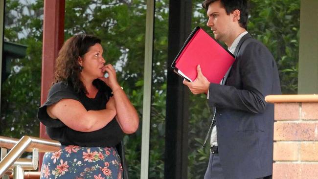 Rose Marie Whittingham, 32, of Toogoom, outside Hervey Bay Magistrates Court with her lawyer Hamish Isles. Picture: Annie Perets