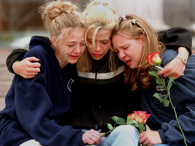 Columbine students in the aftermath of the shooting. Picture: AP Photo/Laura Rauch, File