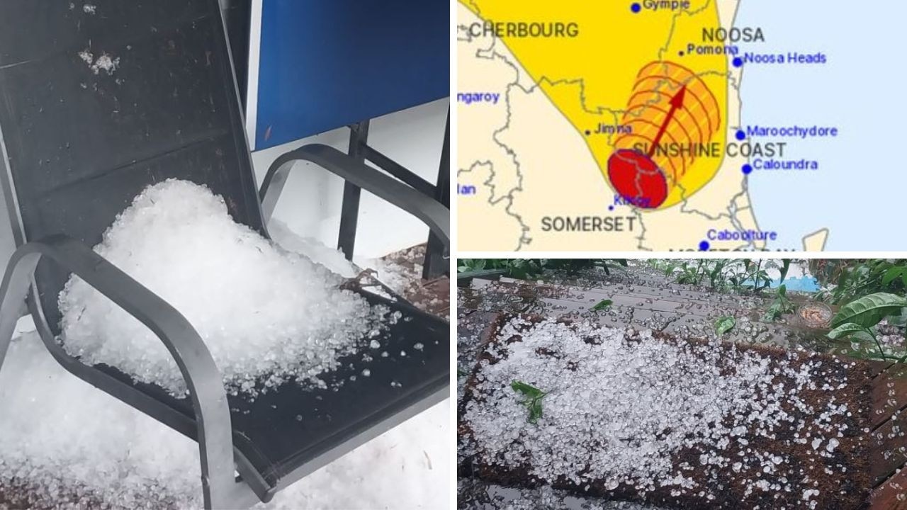 Wild hailstorm slams into Sunshine Coast, warning active