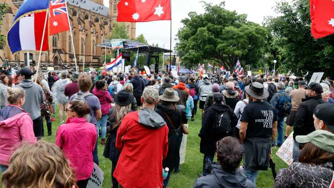 Tisíce demonštrantov v Hyde Parku v Sydney. Obrázok: Tim Hunter