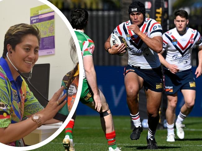 Roosters debutant De La Salle Va'a and his mum.