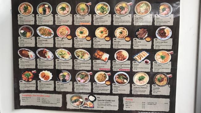 Genki’s menu appeals to diners’ eyes. Picture: Jenifer Jagielski